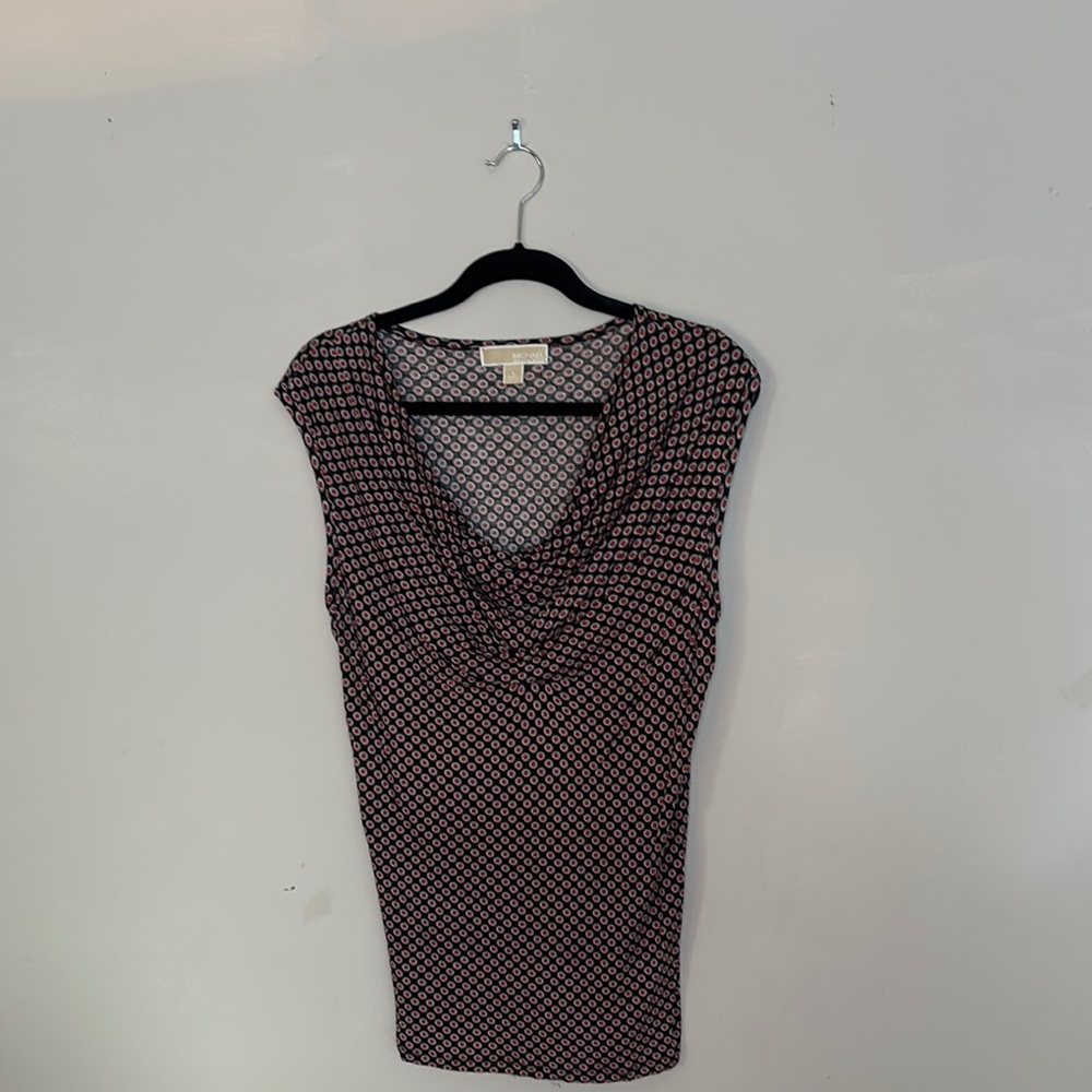 Michael Kors Black and Red Patterned Blouse